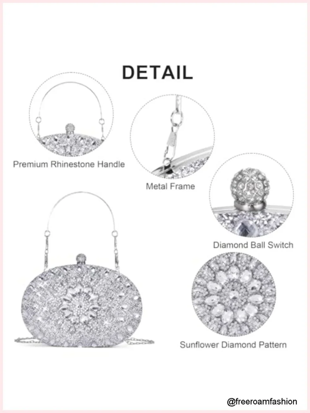 Rhinestone Clutch Purse for Women Evening Wedding Formal Party Crystal Sparkly